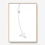 FredericForest_Grammatical_Print_MinimalDrawingArt_50x70cm_WomanStanding2_Framed_Natural