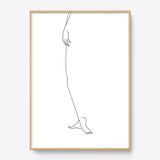 FredericForest_Grammatical_Print_MinimalDrawingArt_50x70cm_WomanStanding2_Framed_Natural