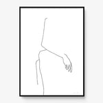 FredericForest_Grammatical_Print_MinimalDrawingArt_50x70cm_WomanWaiting4_Framed_Black