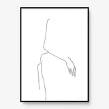 FredericForest_Grammatical_Print_MinimalDrawingArt_50x70cm_WomanWaiting4_Framed_Black