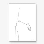 FredericForest_Grammatical_Print_MinimalDrawingArt_50x70cm_WomanWaiting4_Framed_White