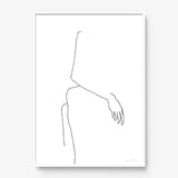 FredericForest_Grammatical_Print_MinimalDrawingArt_50x70cm_WomanWaiting4_Framed_White