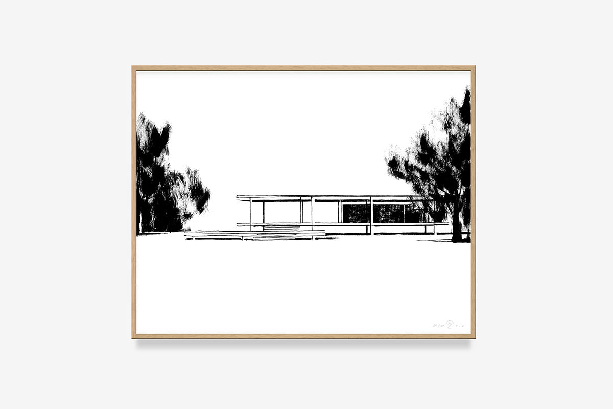 Grammatical_FredericForest_50x70_FarnsworthHouse2_Framed_Natural