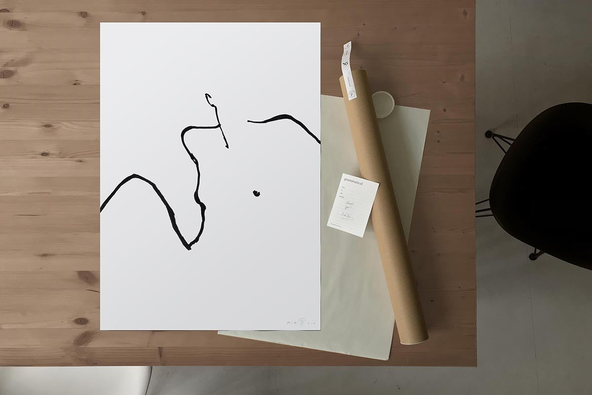 FredericForest_grammatical_LineDrawing_15_WomanWakingUp_50x70cm_Package