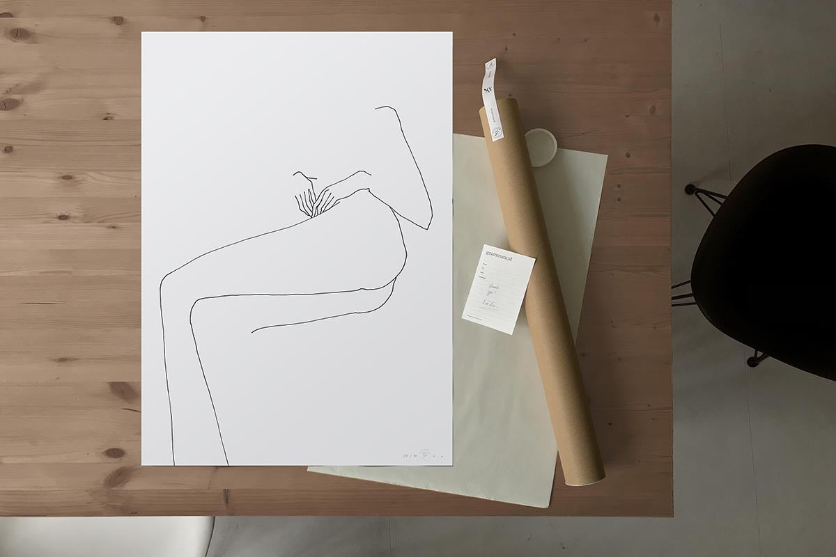 FredericForest_grammatical_LineDrawing_16_WomanResting_50x70cm_Parckage