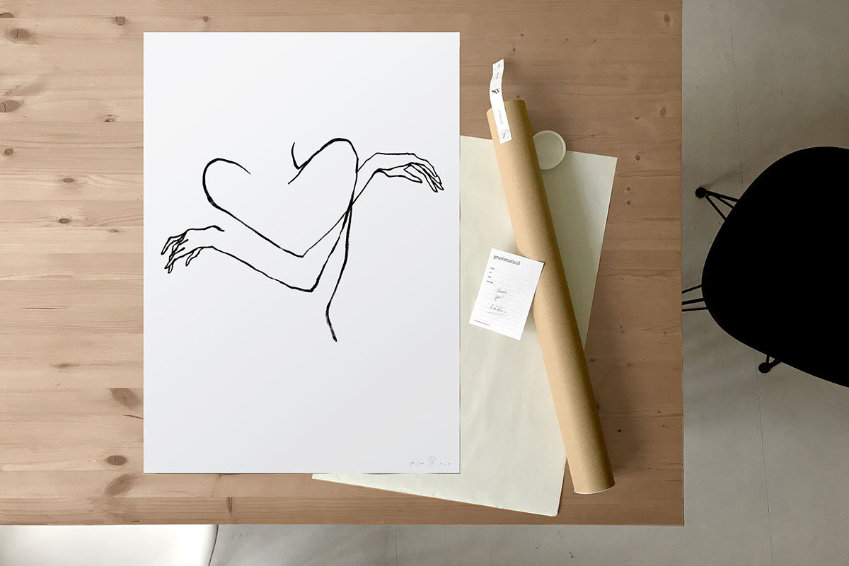FredericForest_Grammatical_MinimalDrawingArt_50x70cm_SelfLoveWoman_Package