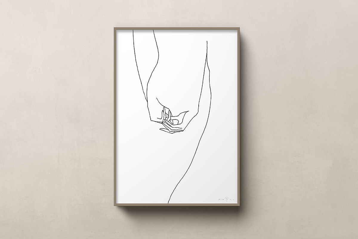 FredericForest_Grammatical_MinimalDrawingArt_50x70cm_WomanHands_Scene1