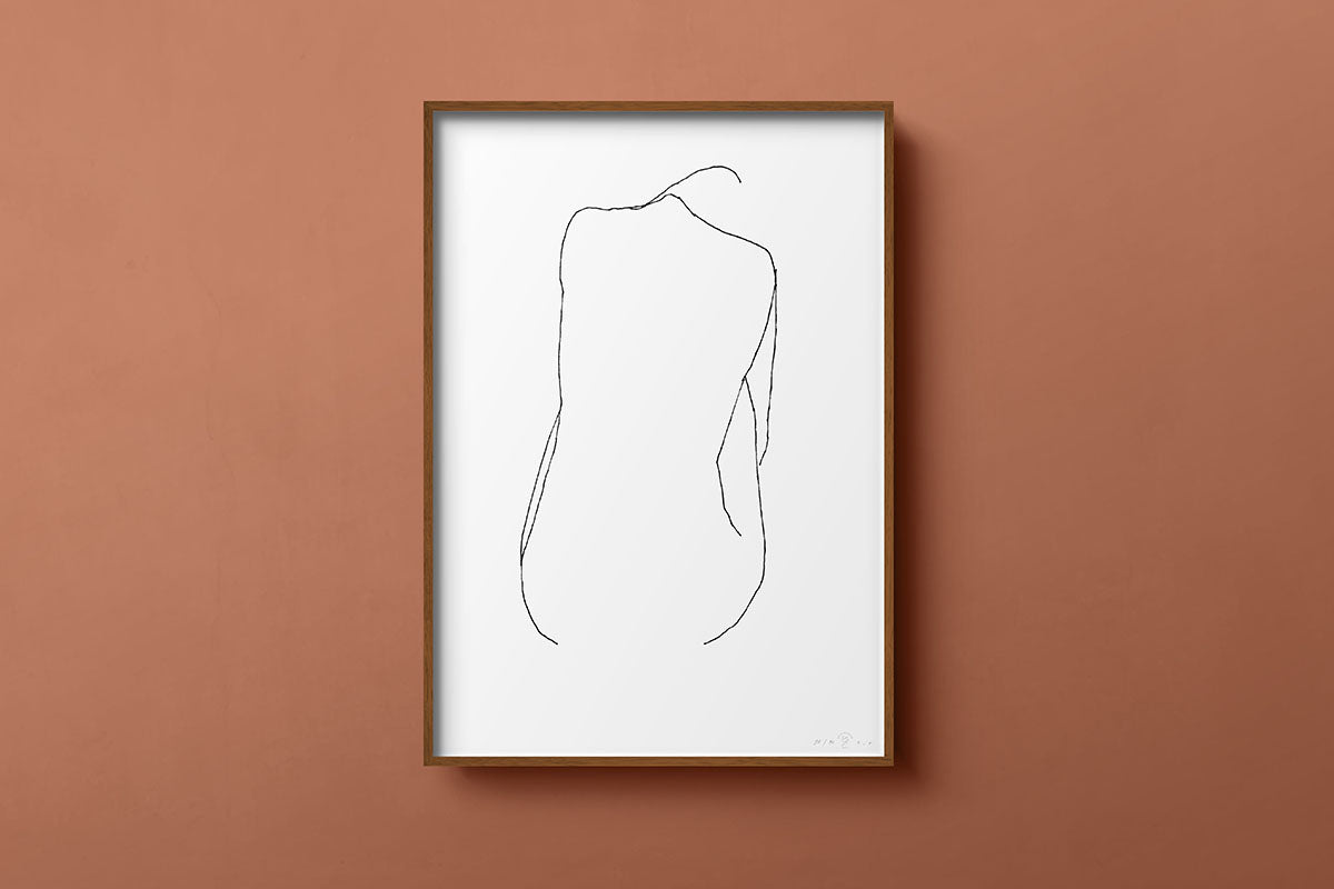 FredericForest_Grammatical_MinimalDrawingArt_50x70cm_WomanSittingFromBack_Scene5