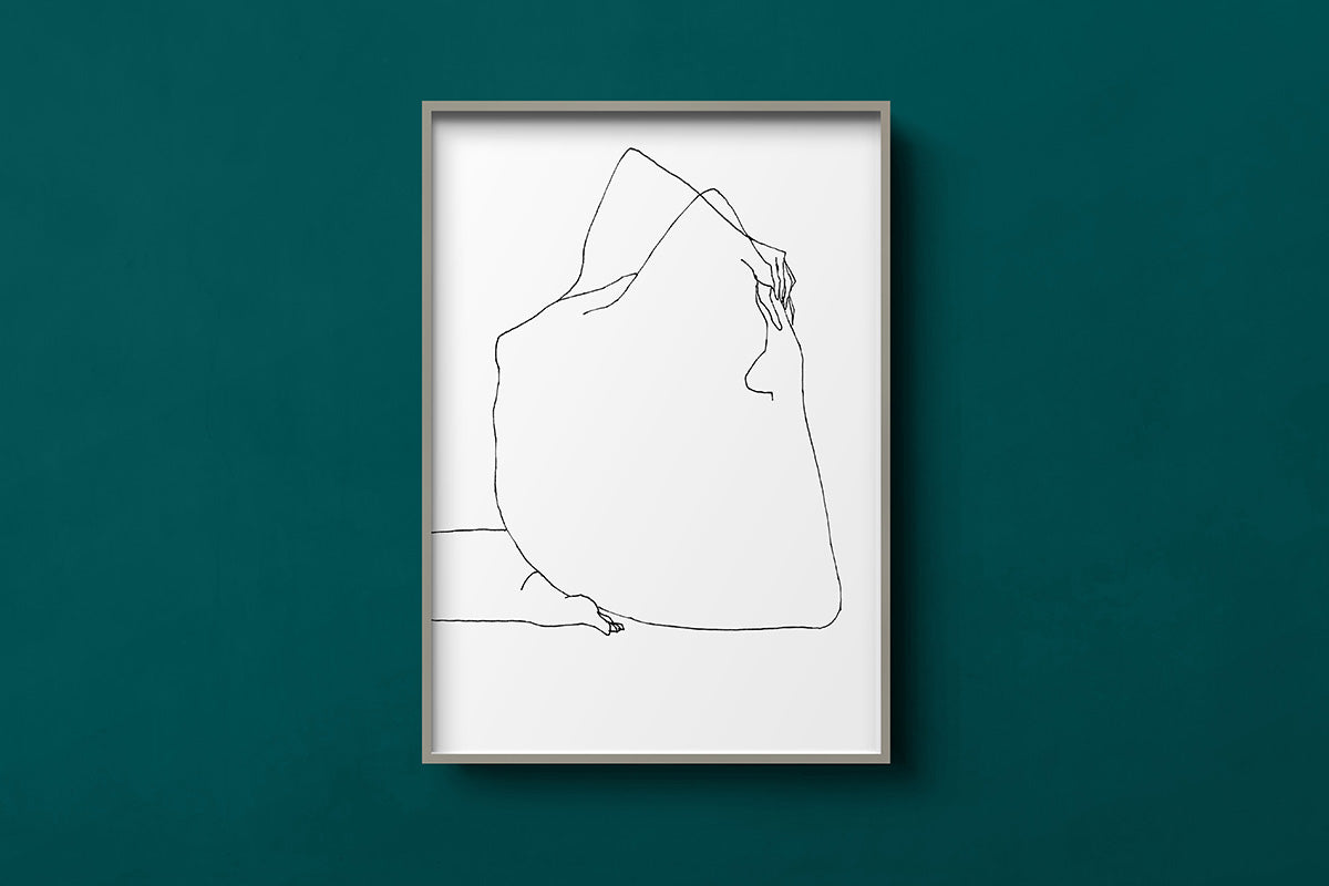 FredericForest_Grammatical_MinimalDrawingArt_70x50cm_WomanStretching01_Scene02