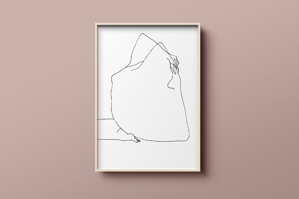 FredericForest_Grammatical_MinimalDrawingArt_70x50cm_WomanStretching01_Scene03