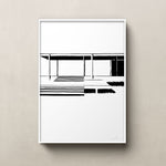 FredericForest_Grammatical_Neutral_MinimalDrawingArt_50x70cm_FarnsworthHouse1_MiesVanDerRohe_Scene1
