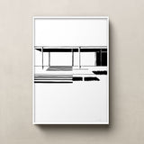 FredericForest_Grammatical_Neutral_MinimalDrawingArt_50x70cm_FarnsworthHouse1_MiesVanDerRohe_Scene1