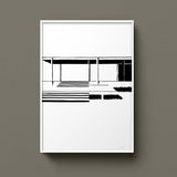 FredericForest_Grammatical_Neutral_MinimalDrawingArt_50x70cm_FarnsworthHouse1_MiesVanDerRohe_Scene2