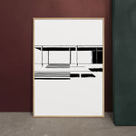 FredericForest_Grammatical_Neutral_MinimalDrawingArt_50x70cm_FarnsworthHouse1_MiesVanDerRohe_Scene4