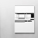 FredericForest_Grammatical_Neutral_MinimalDrawingArt_50x70cm_FarnsworthHouse1_MiesVanDerRohe_Scene5