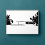 FredericForest_Grammatical_Neutral_MinimalDrawingArt_50x70cm_FarnsworthHouse2_MiesVanDerRohe_Scene1