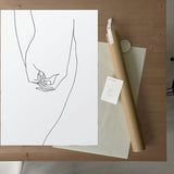 FredericForest_Grammatical_Neutral_MinimalDrawingArt_50x70cm_WomanHands_Package