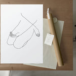 FredericForest_Grammatical_Neutral_MinimalDrawingArt_50x70cm_WomanSitting2_Package