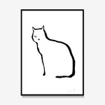 FredericForest_Grammatical_Print_MinimalDrawingArt_30x40cm_Cat_Framed_Black