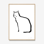 FredericForest_Grammatical_Print_MinimalDrawingArt_30x40cm_Cat_Framed_Natural