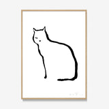 FredericForest_Grammatical_Print_MinimalDrawingArt_30x40cm_Cat_Framed_Natural