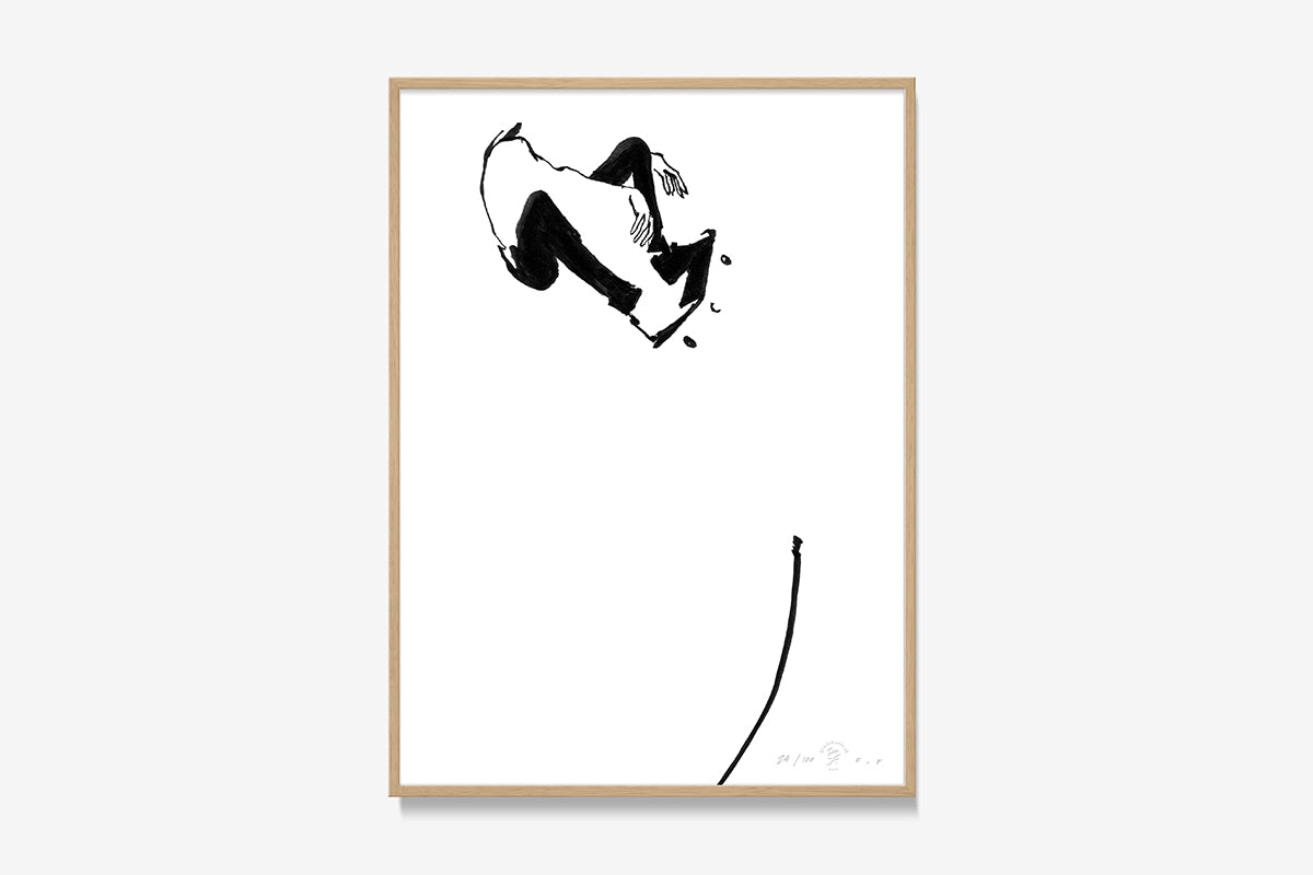 FredericForest_Grammatical_Print_MinimalDrawingArt_30x40cm_Skateboarding6_Framed_Natural