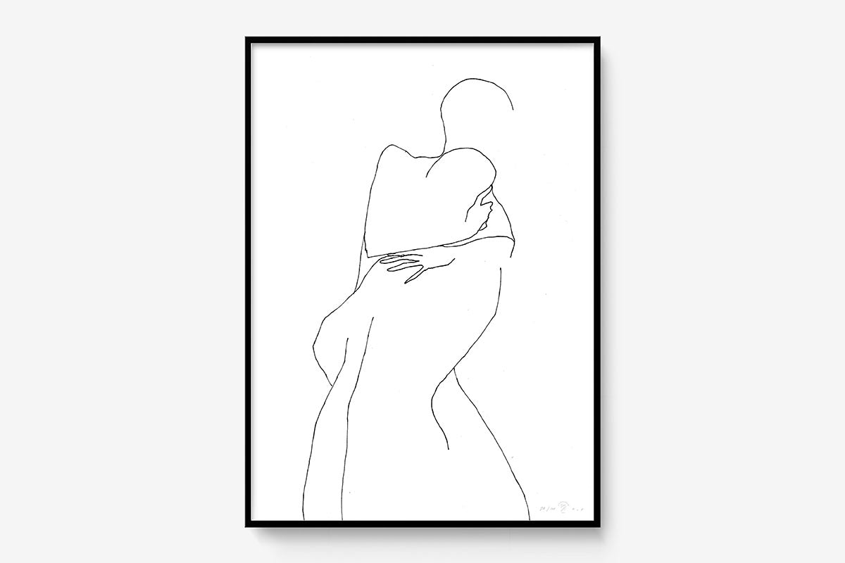 FredericForest_Grammatical_Print_MinimalDrawingArt_50x70cm_Amour_Framed_Black