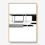 FredericForest_Grammatical_Print_MinimalDrawingArt_50x70cm_FarnsworthHouse1_Framed_Natural