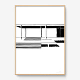 FredericForest_Grammatical_Print_MinimalDrawingArt_50x70cm_FarnsworthHouse1_Framed_Natural