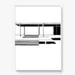 FredericForest_Grammatical_Print_MinimalDrawingArt_50x70cm_FarnsworthHouse1_Framed_White