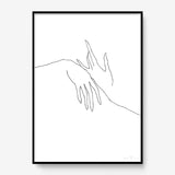FredericForest_Grammatical_Print_MinimalDrawingArt_50x70cm_HandsTogether3_Framed_Black