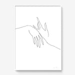 FredericForest_Grammatical_Print_MinimalDrawingArt_50x70cm_HandsTogether3_Framed_White