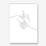 FredericForest_Grammatical_Print_MinimalDrawingArt_50x70cm_HandsTogether3_Framed_White