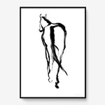 FredericForest_Grammatical_Print_MinimalDrawingArt_50x70cm_Horse2_Framed_Black
