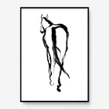 FredericForest_Grammatical_Print_MinimalDrawingArt_50x70cm_Horse2_Framed_Black
