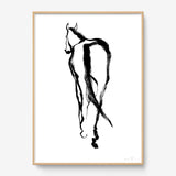 FredericForest_Grammatical_Print_MinimalDrawingArt_50x70cm_Horse2_Framed_Natural