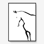 FredericForest_Grammatical_Print_MinimalDrawingArt_50x70cm_Horse4_Framed_Black