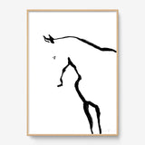 FredericForest_Grammatical_Print_MinimalDrawingArt_50x70cm_Horse4_Framed_Natural