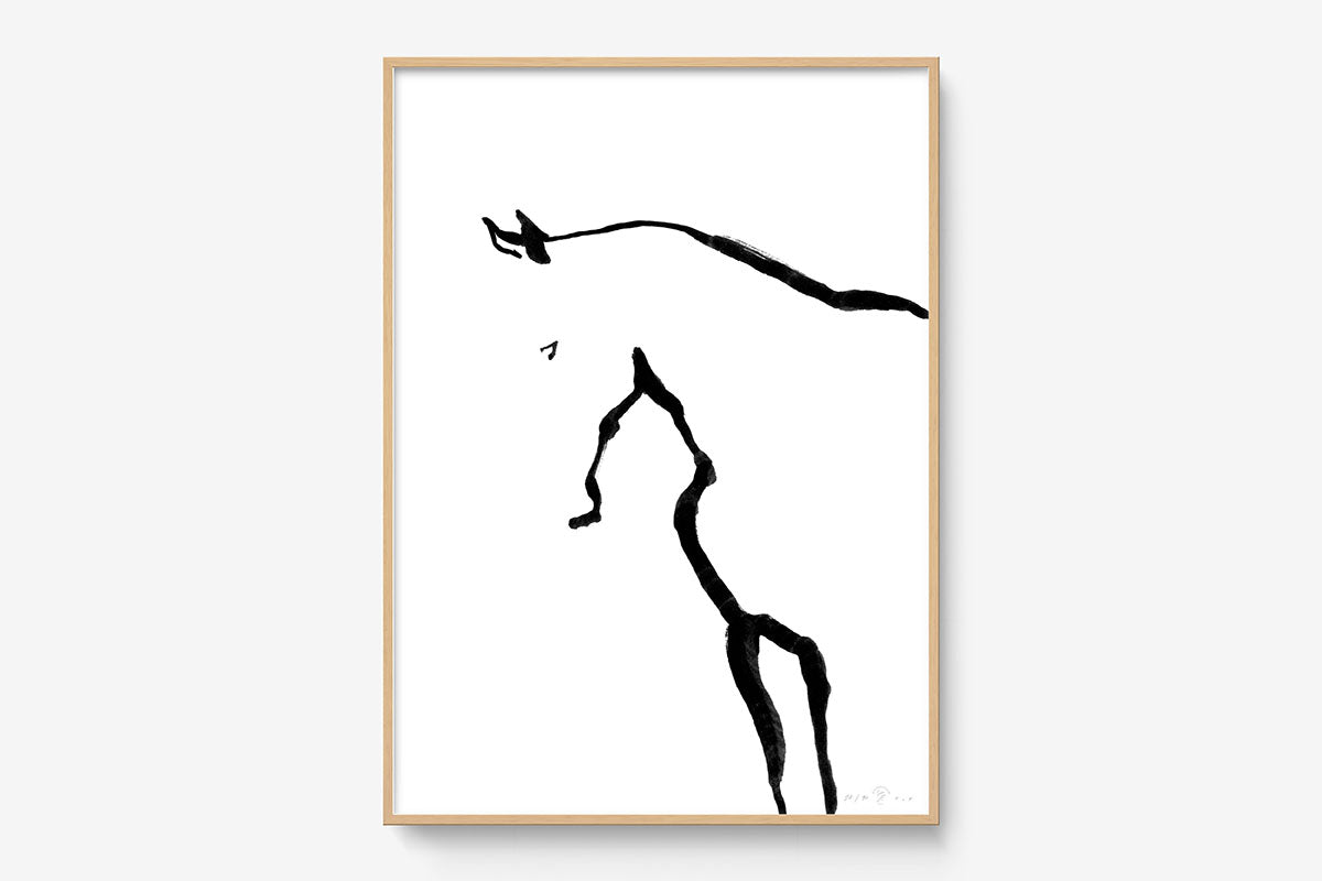 FredericForest_Grammatical_Print_MinimalDrawingArt_50x70cm_Horse4_Framed_Natural