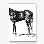 FredericForest_Grammatical_Print_MinimalDrawingArt_50x70cm_Horse6_Framed_White