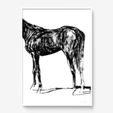 FredericForest_Grammatical_Print_MinimalDrawingArt_50x70cm_Horse6_Framed_White