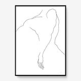 FredericForest_Grammatical_Print_MinimalDrawingArt_50x70cm_ManDancing1_Framed_Black