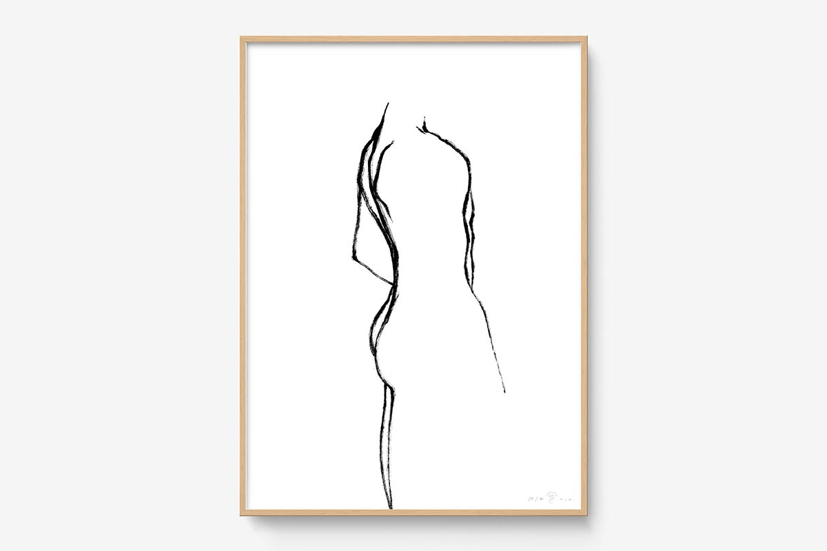 FredericForest_Grammatical_Print_MinimalDrawingArt_50x70cm_ManStanding1_Framed_Natural