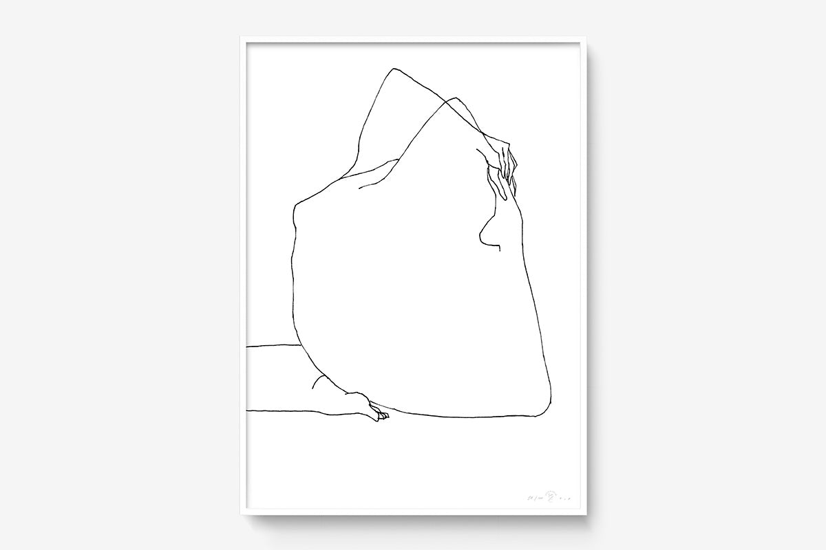 FredericForest_Grammatical_Print_MinimalDrawingArt_50x70cm_Stretching1_Framed_White