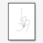 FredericForest_Grammatical_Print_MinimalDrawingArt_50x70cm_WomanCrossingHerLegs_Framed_Black