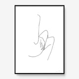 FredericForest_Grammatical_Print_MinimalDrawingArt_50x70cm_WomanCrossingHerLegs_Framed_Black