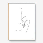 FredericForest_Grammatical_Print_MinimalDrawingArt_50x70cm_WomanCrossingHerLegs_Framed_Natural