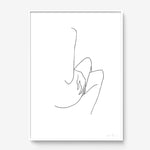 FredericForest_Grammatical_Print_MinimalDrawingArt_50x70cm_WomanCrossingHerLegs_Framed_White