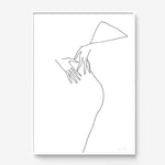FredericForest_Grammatical_Print_MinimalDrawingArt_50x70cm_WomanDancing1_Framed_White