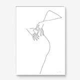 FredericForest_Grammatical_Print_MinimalDrawingArt_50x70cm_WomanDancing1_Framed_White